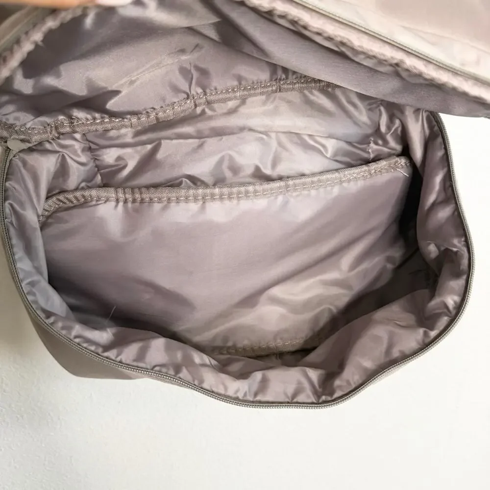 Beyond Yoga Taupe Drawstring Top Backpack with Lower Zip Compartment